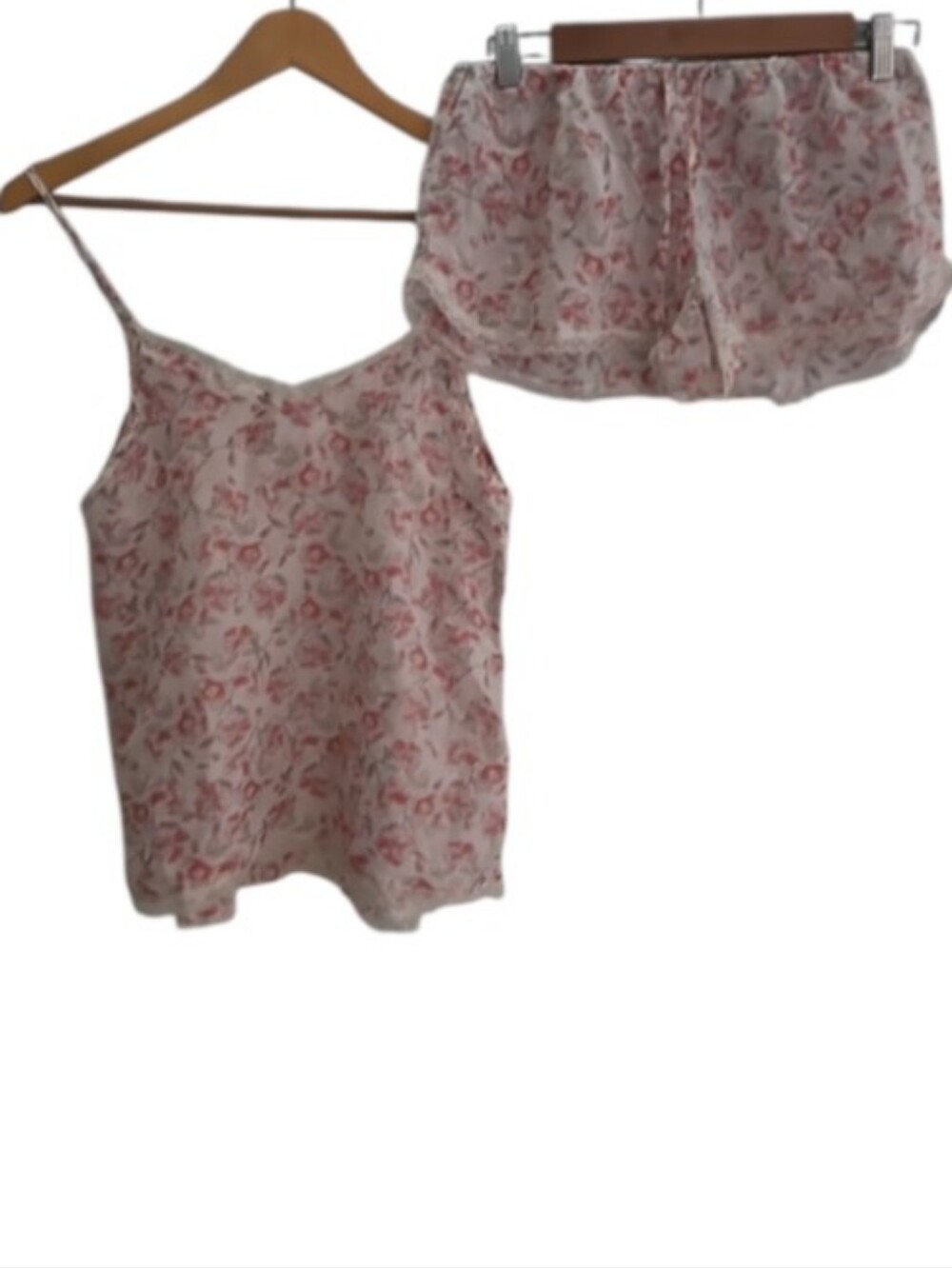 Papinelle Silk Cotton Pajama Set Women XS Floral Cami Shorts Lace Sleepwear